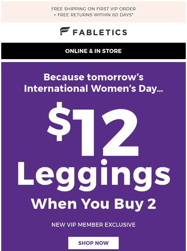 Fabletics International Women_s Day Email