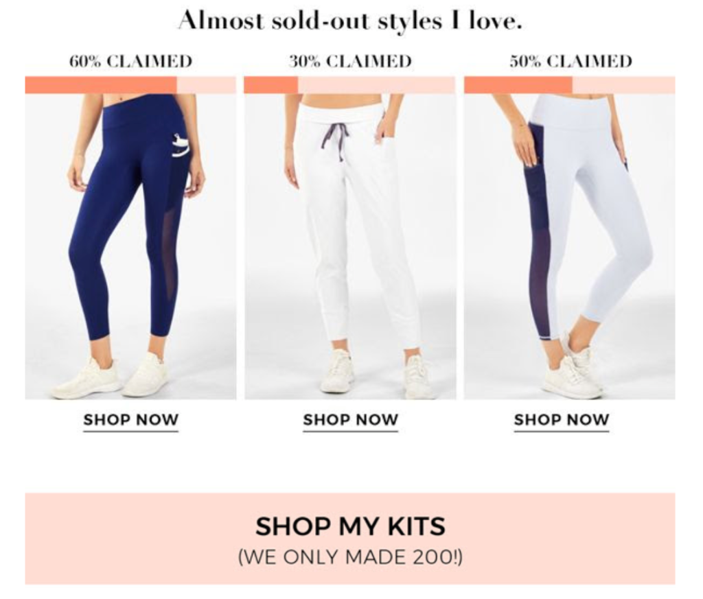 Fabletics Scarcity Email