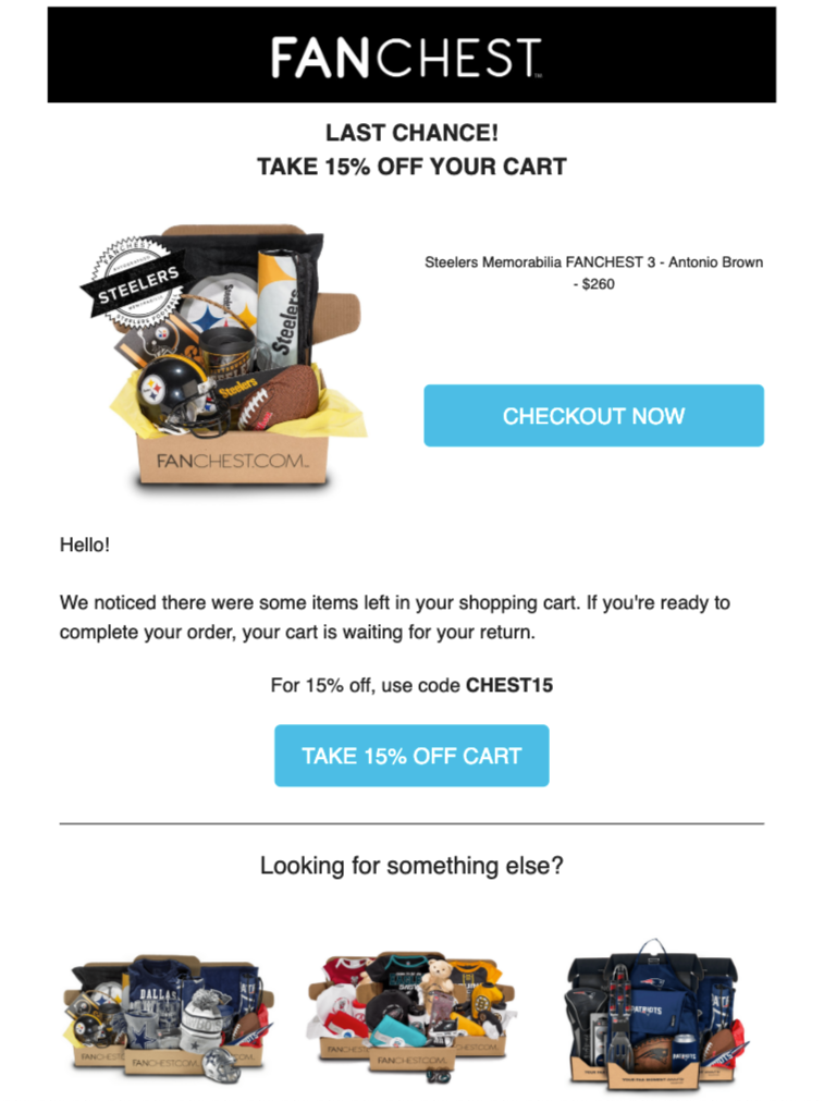 Fanchest Abandoned Cart Email