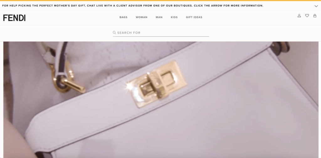 Fendi Homepage E-Commerce Wishlist Example