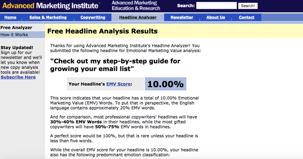 Free Headline Analysis Results