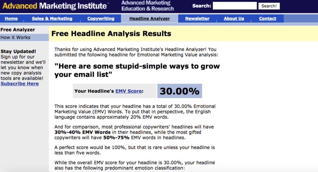 Free Headline Analysis Results 3