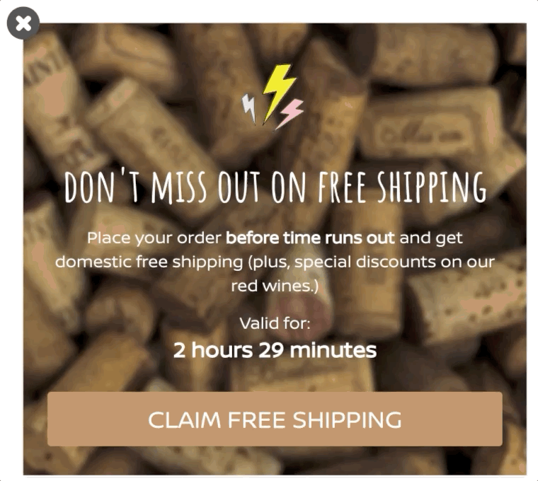 Free Shipping Popup Example