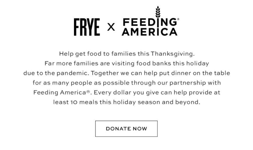 Frye Feeding America Collab Email