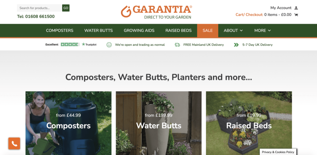 Garantia E-Commerce Homepage