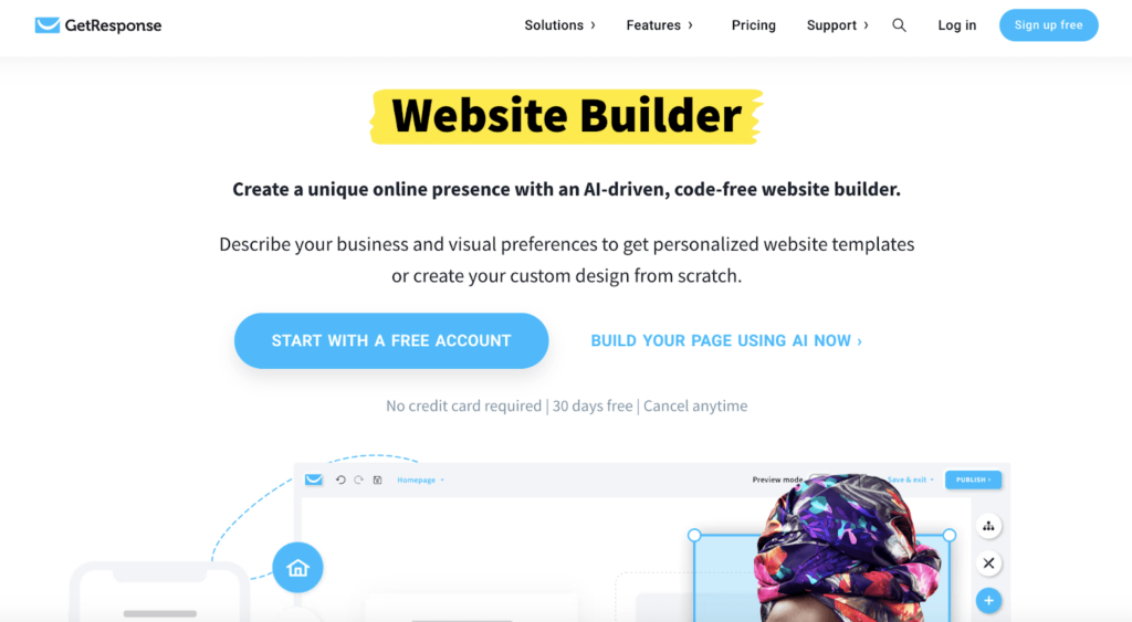 GetResponse Website Builder Homepage