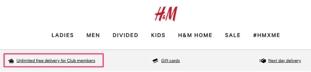 H&M Free Shipping