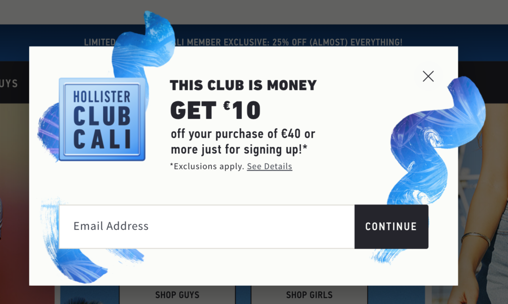 Hollister sign sales up 10 off