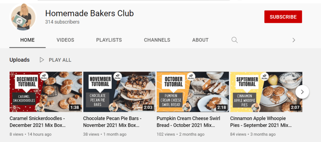 Homemade Bakers Club YouTube Channel