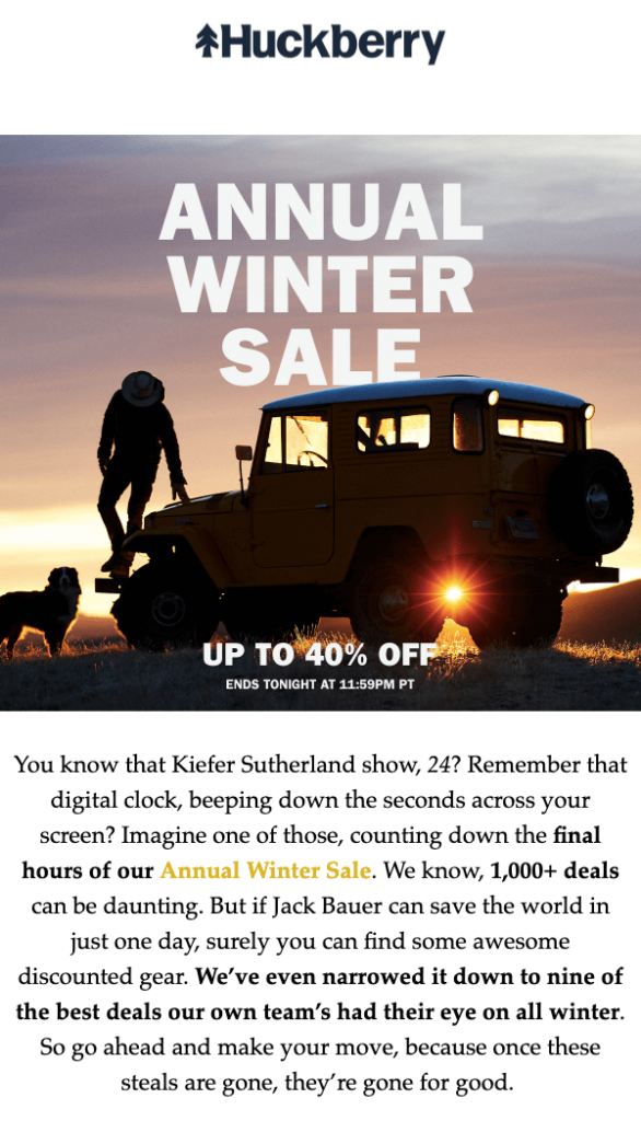 Huckberry Winter Sale Email