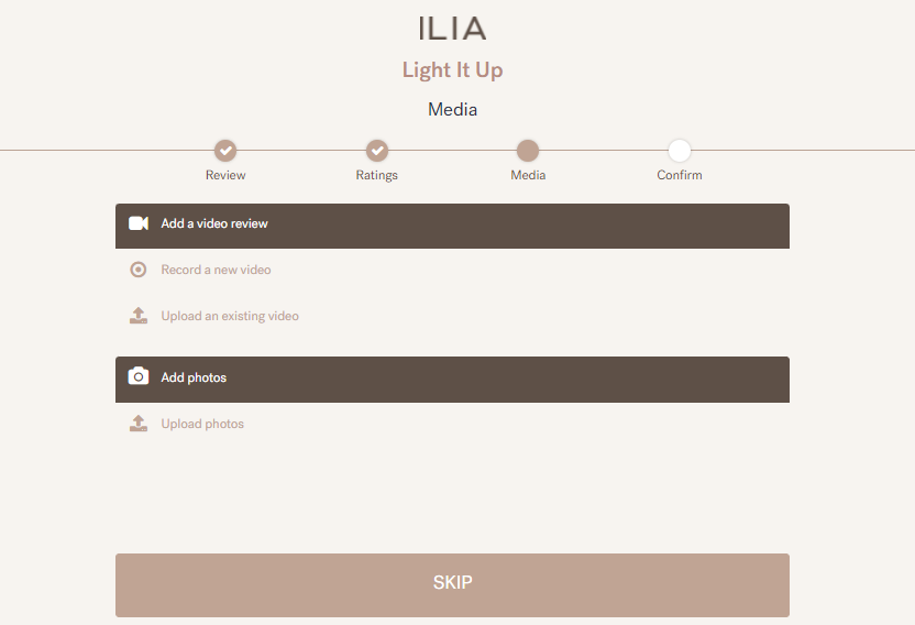 Ilia Product Feedback Form on Shopify