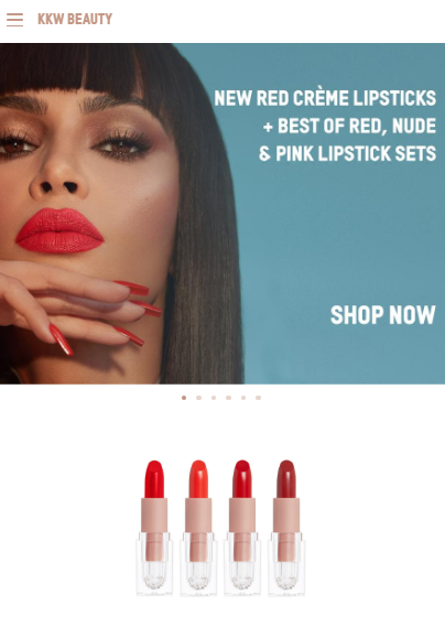 KKW Beauty Homepage