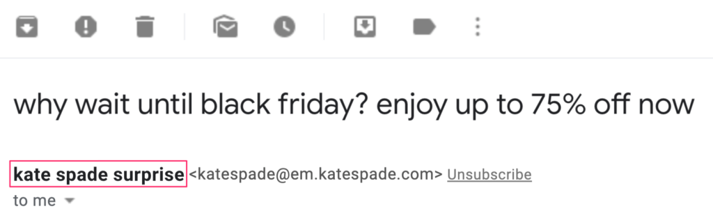 Kate Spade Black Friday Subject Line