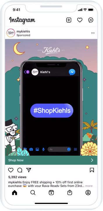 Kiehls Instagram Ads for Live Shopping Event