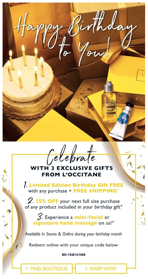 L_Occitane Birthday Email