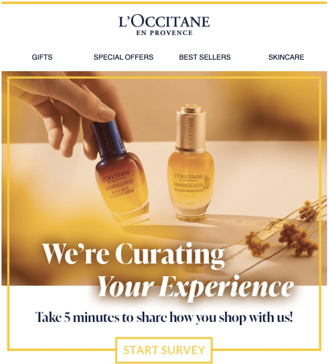 L_Occitane Customer Survey Email