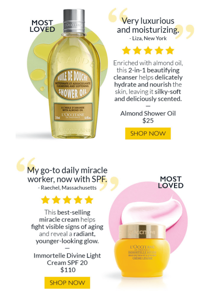 L_Occitane Product Recommendations in Welcome Email