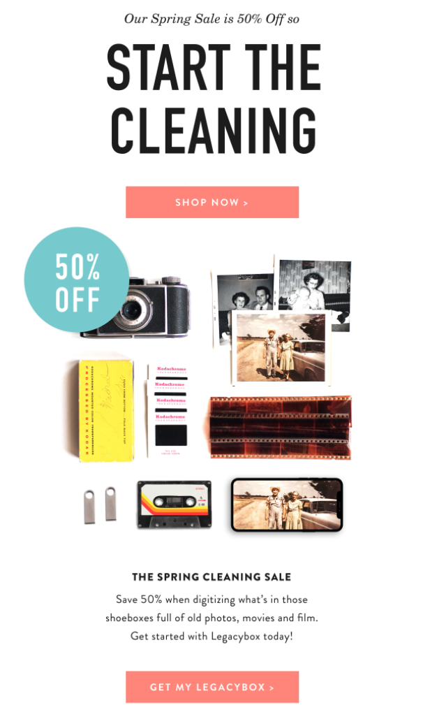 Spring cleaning seasonal email newsletter for March 