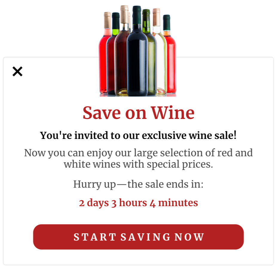 Limited Time Offer Popup with Countdown Timer