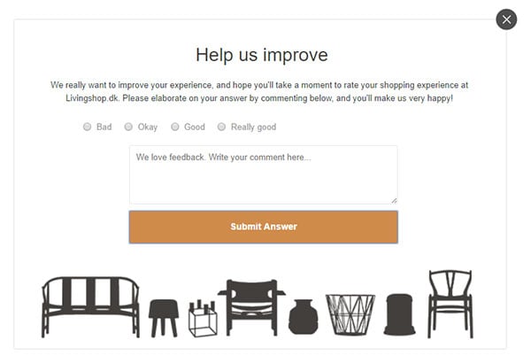 LivingShop Customer Feedback Survey Confirmation Page