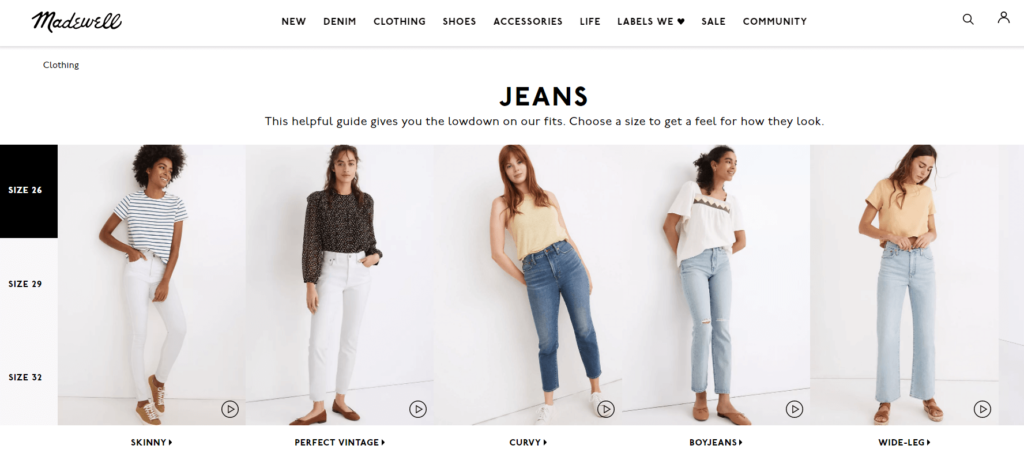 Madewell Jeans Category Page