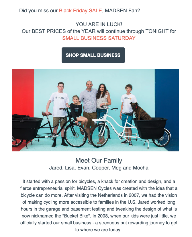 Madsen Cycles Black Friday Email