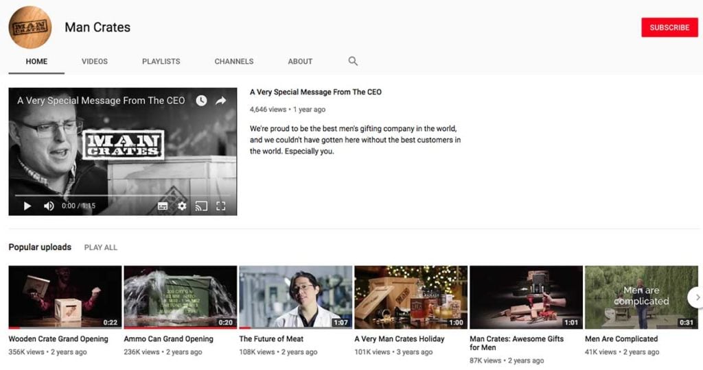 Man Crates YouTube Channel