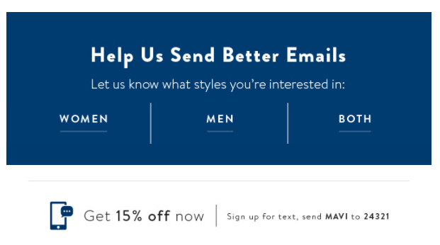 Mavi Self-Segmentation in Welcome Email