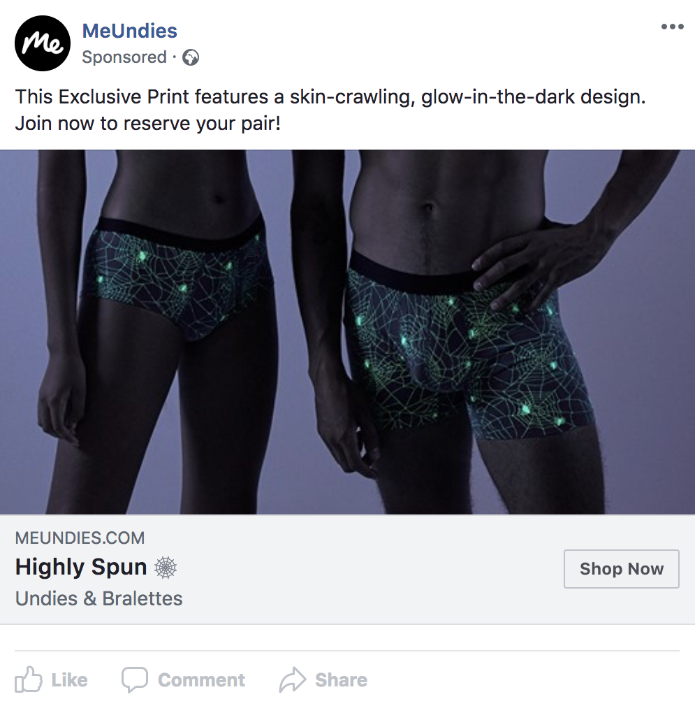 MeUndies Facebook Ad(