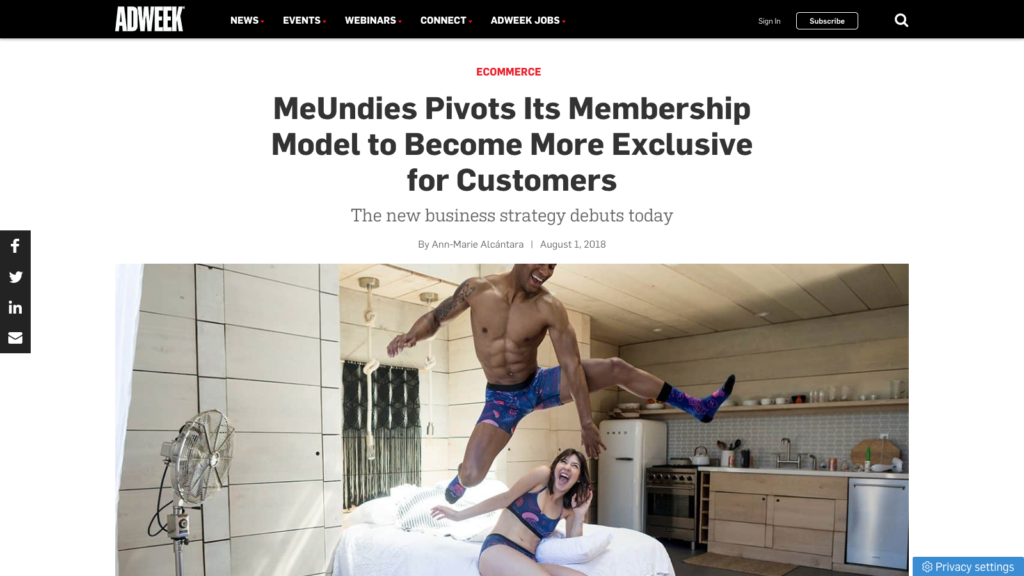 MeUndies Featured in Adweek
