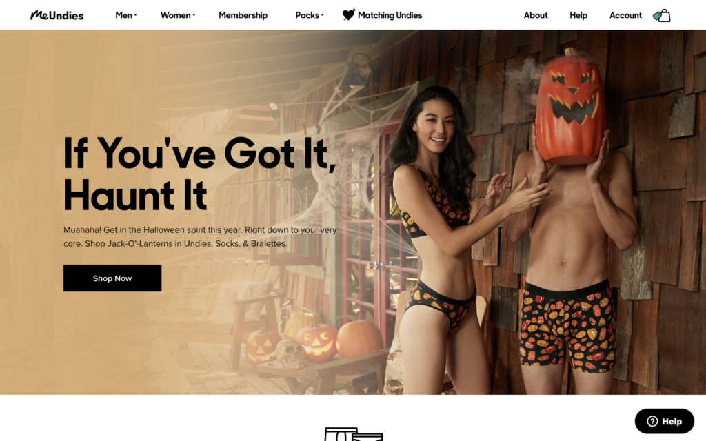 MeUndies Landing Page Above the Fold