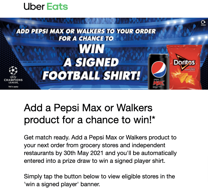 Uber Eats Mobile-Friendly Email Example 2