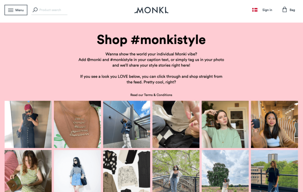 Monki User-Generated Content Landing Page
