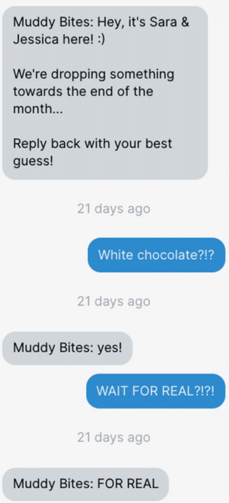 Muddy Bites Product Launch SMS