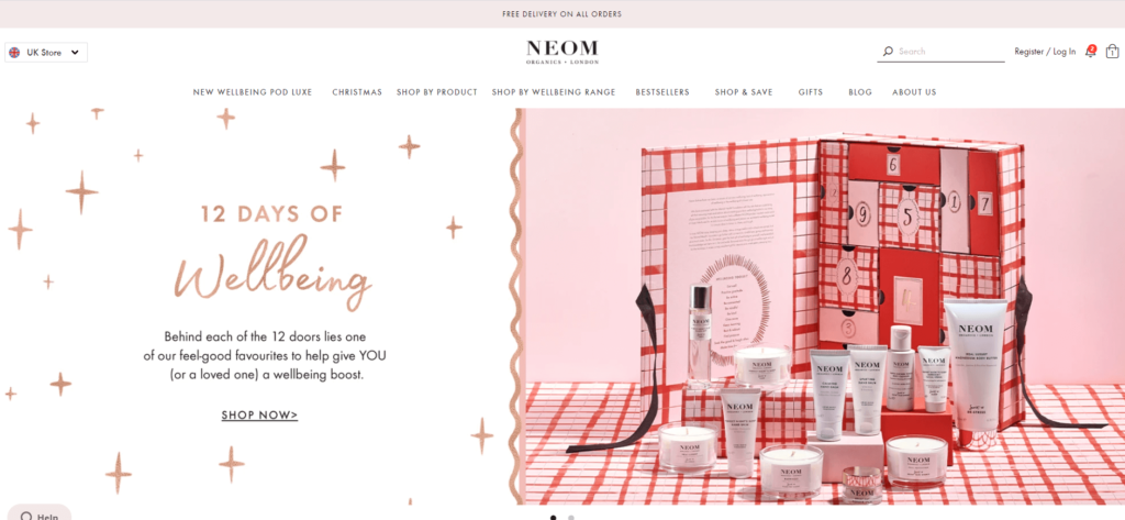 NEOM Christmas Shopping Page