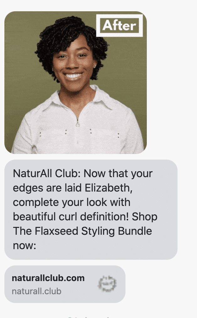 NaturAll Club SMS Marketing Example