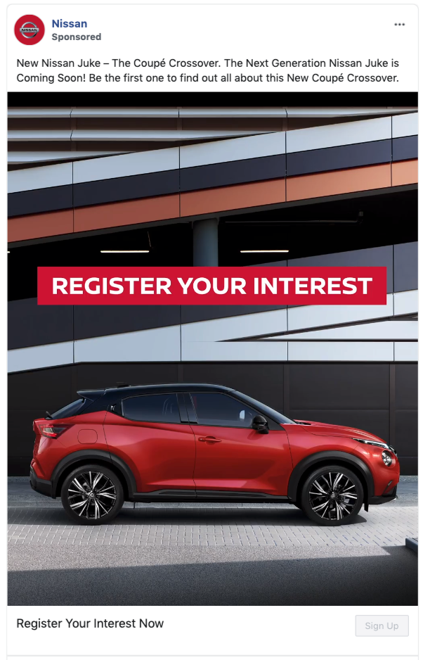 Nissan Facebook Lead Ad