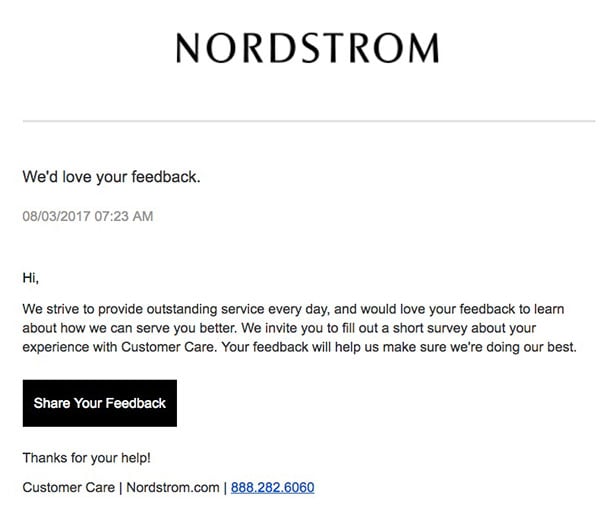 Nordstrom Feedback Email