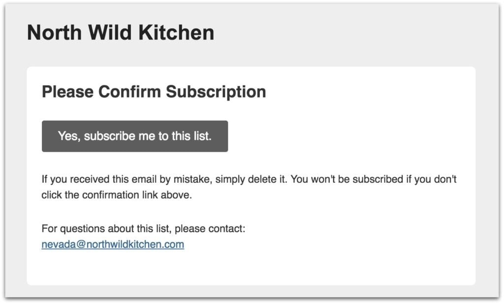 North Wild Kitchen_s Confirmation Email