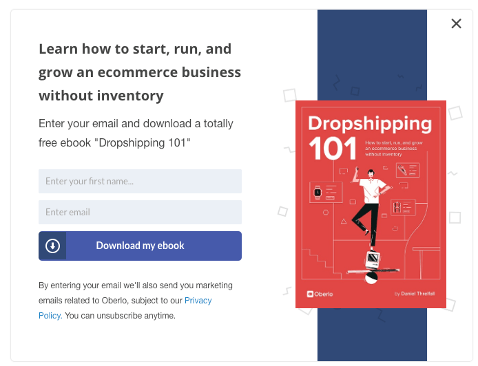 Oberlo Email Lead Collection Popup