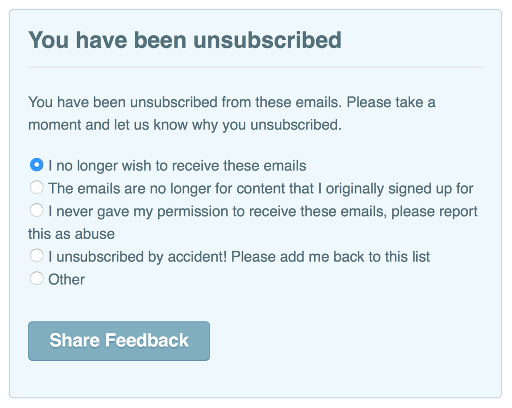 Opt-Out Email Example 2