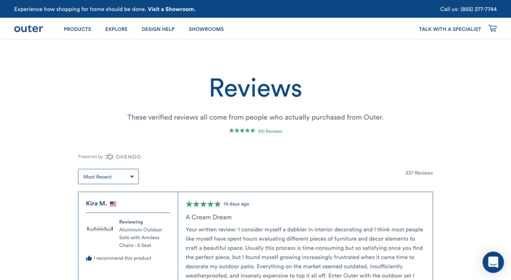 Outer Reviews Page