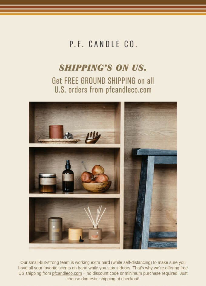 P.F. Candle Co. Free Shipping Email