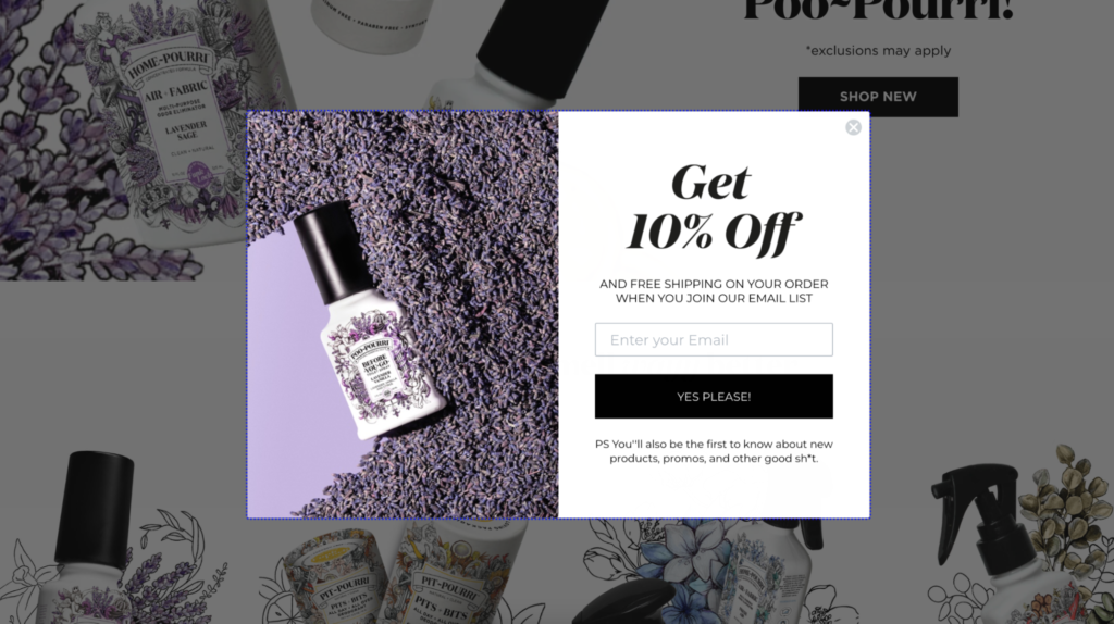 Poo Pourri Email Signup Form