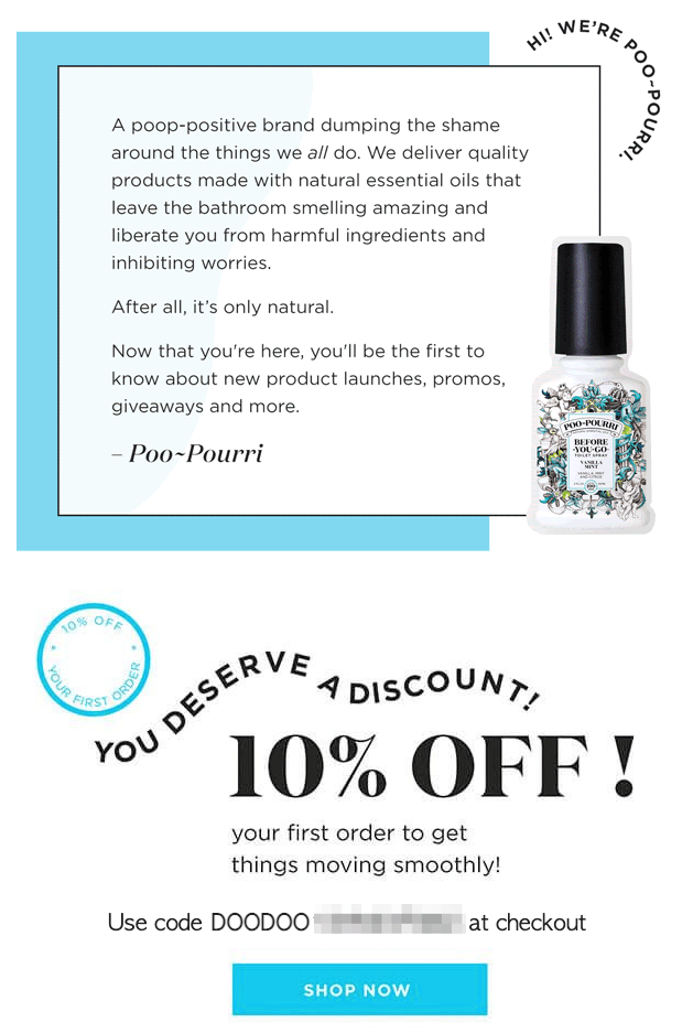 Poo Pourri Welcome Email With Discount