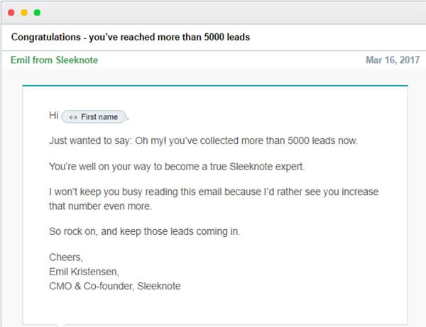 Praise Customer Email
