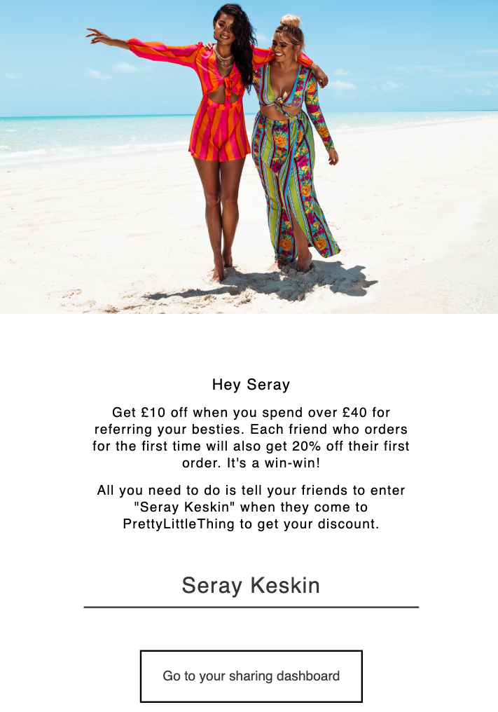 PrettyLittleThing Referral Email