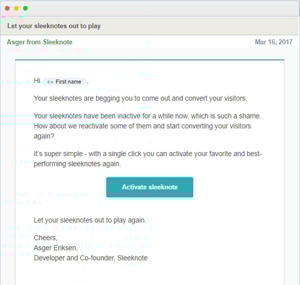 Prevent Churn Email