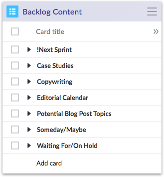 Product Backlog in Favro