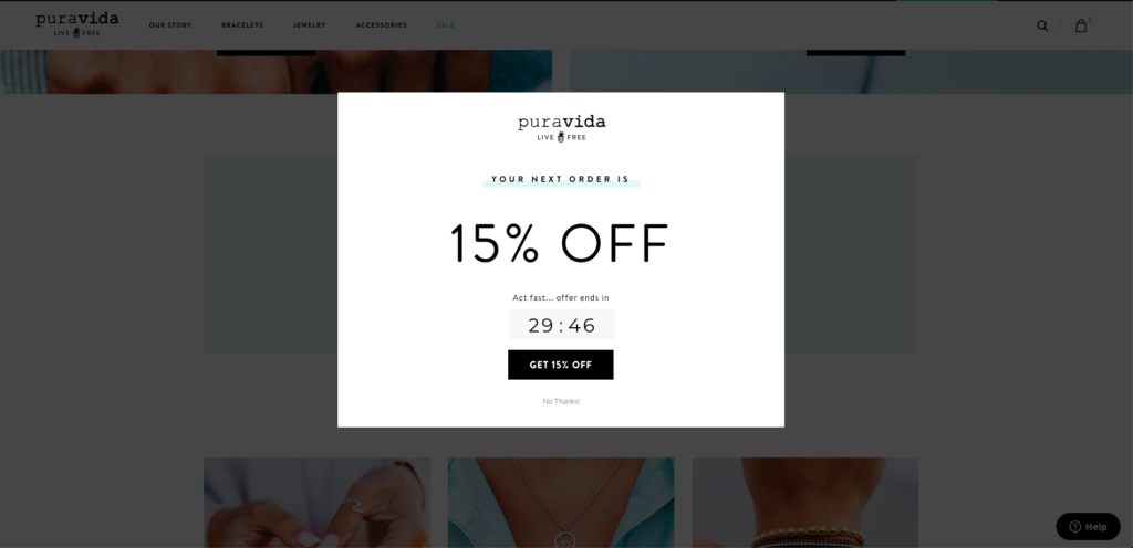 Pura Vida Bracelets Limited-Time Discount Sales Promotion Example